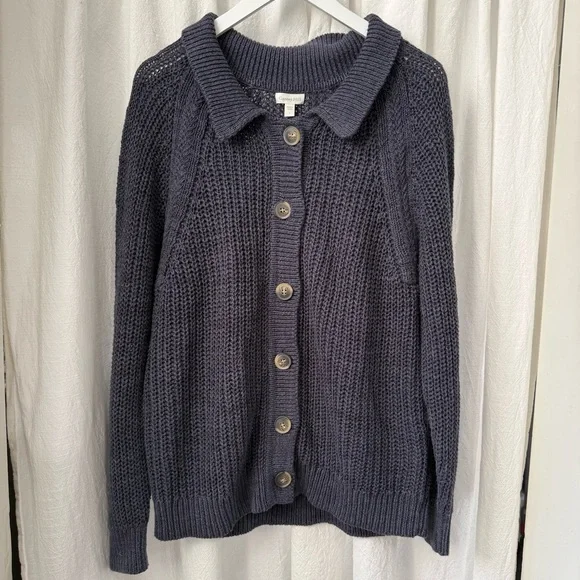 Garnet Hill Isle Linen/Cotton Relaxed Cardigan - Picture 3 of 9